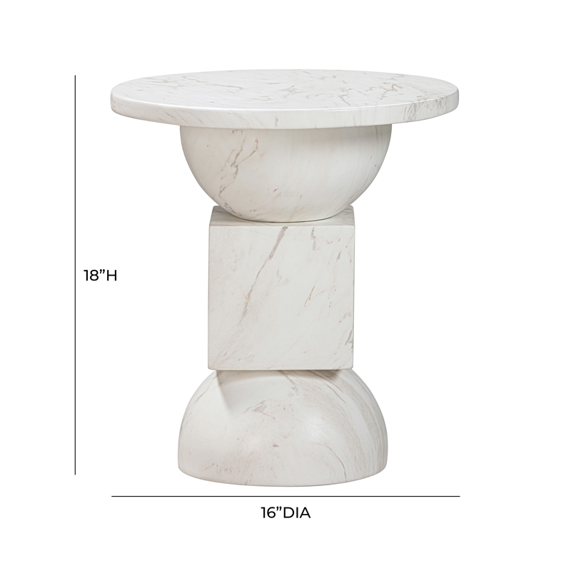 Pemberly Row Traditional Chip Marble Print Indoor / Outdoor Side Table