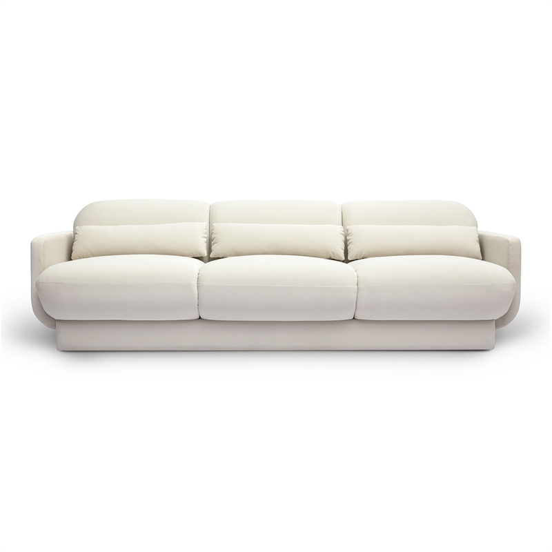 Pemberly Row Handmade Modern / Contemporary Cream Velvet Sofa