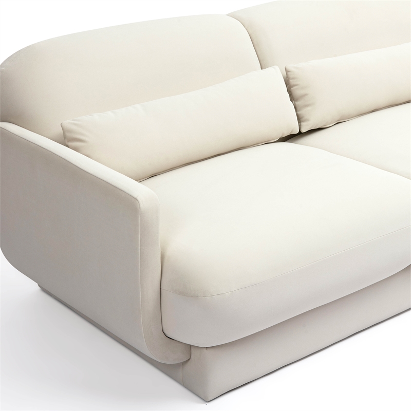 Pemberly Row Handmade Modern / Contemporary Cream Velvet Sofa
