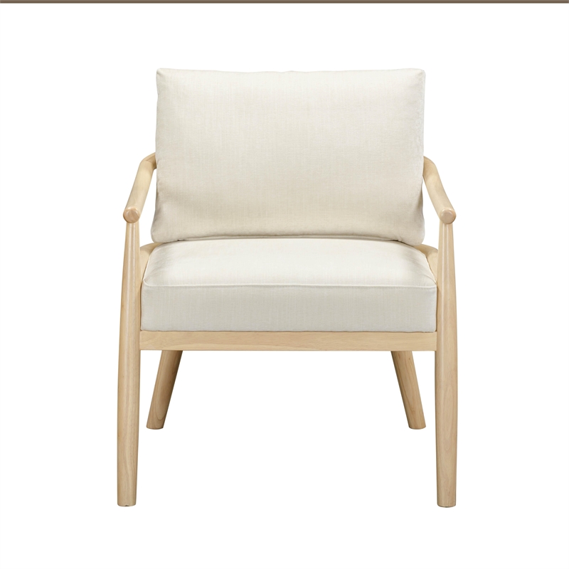 Pemberly Row Contemporary Cream Chenille Velvet Accent Chair