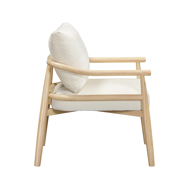 Pemberly Row Contemporary Cream Chenille Velvet Accent Chair