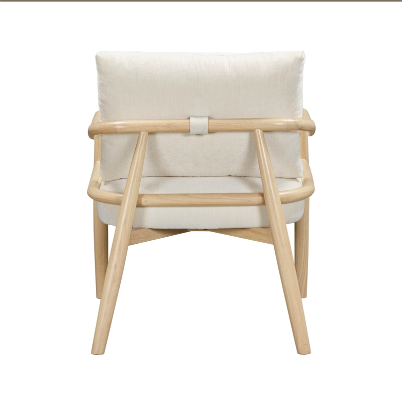 Pemberly Row Contemporary Cream Chenille Velvet Accent Chair