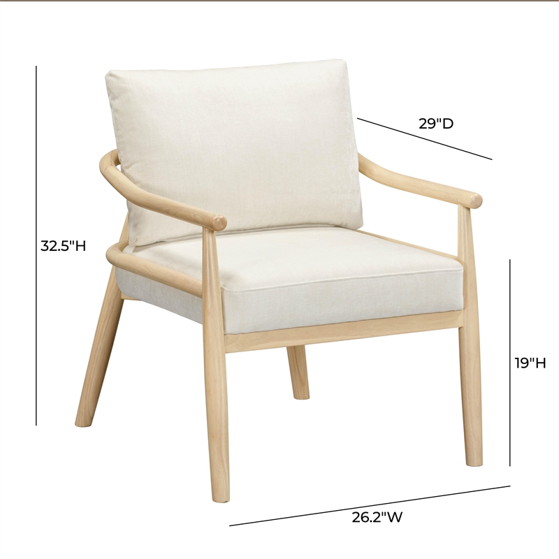 Pemberly Row Contemporary Cream Chenille Velvet Accent Chair