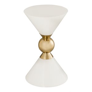 Pemberly Row 21&quotH Transitional Iron Metal Side Table in White