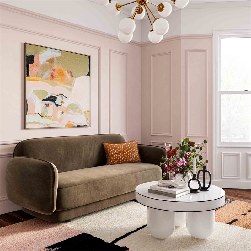 Pemberly Row Handmade Transitional White Glossy Coffee Table