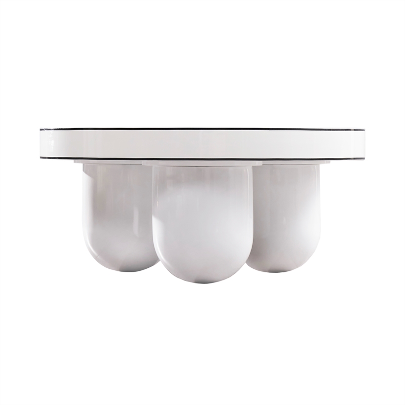 Pemberly Row Handmade Transitional White Glossy Coffee Table