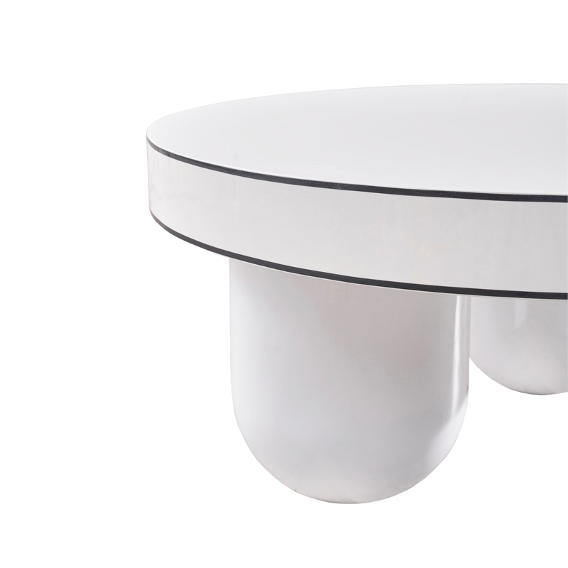 Pemberly Row Handmade Transitional White Glossy Coffee Table