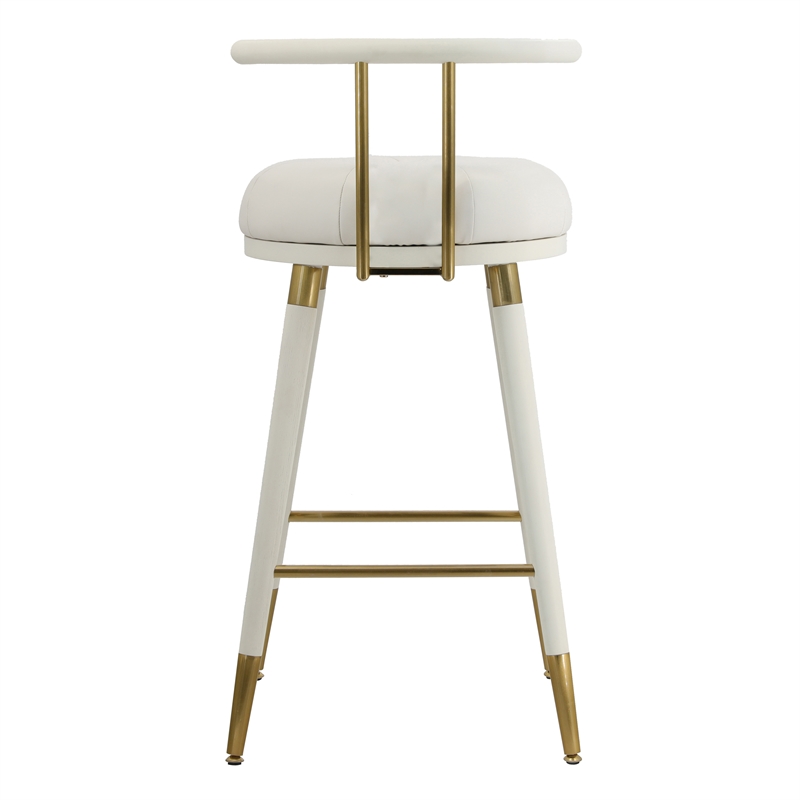 Pemberly Row Transitional White Finish Vegan Leather Counter Stool