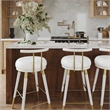 Pemberly Row Transitional White Finish Vegan Leather Counter Stool