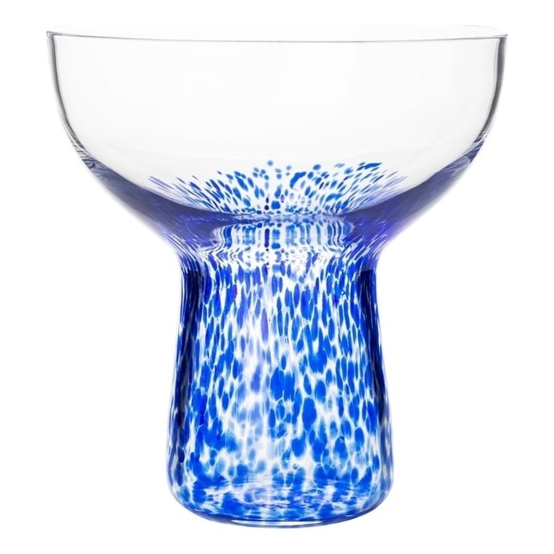 Pemberly Row Dottie Dots Transitional Glass Cocktail in Blue (Set of 4)