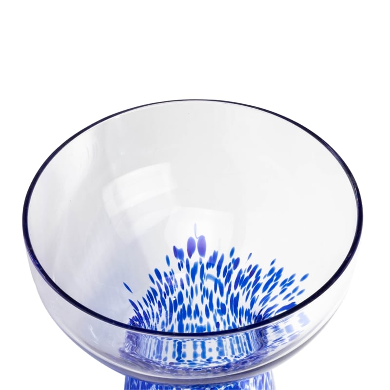 Pemberly Row Dottie Dots Transitional Glass Cocktail in Blue (Set of 4)