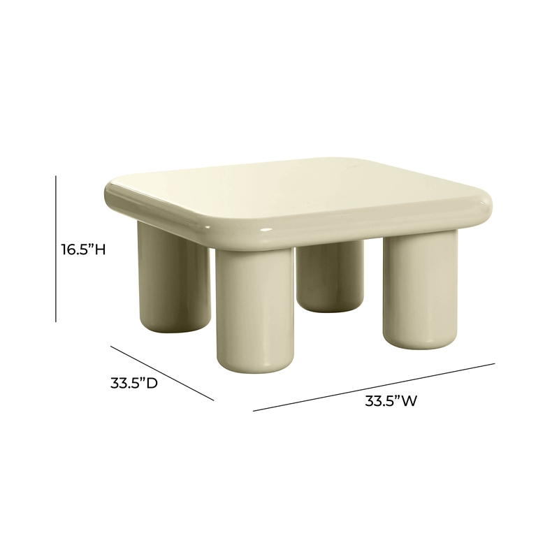 Pemberly Row Modern / Contemporary High-gloss Cream Coffee Table