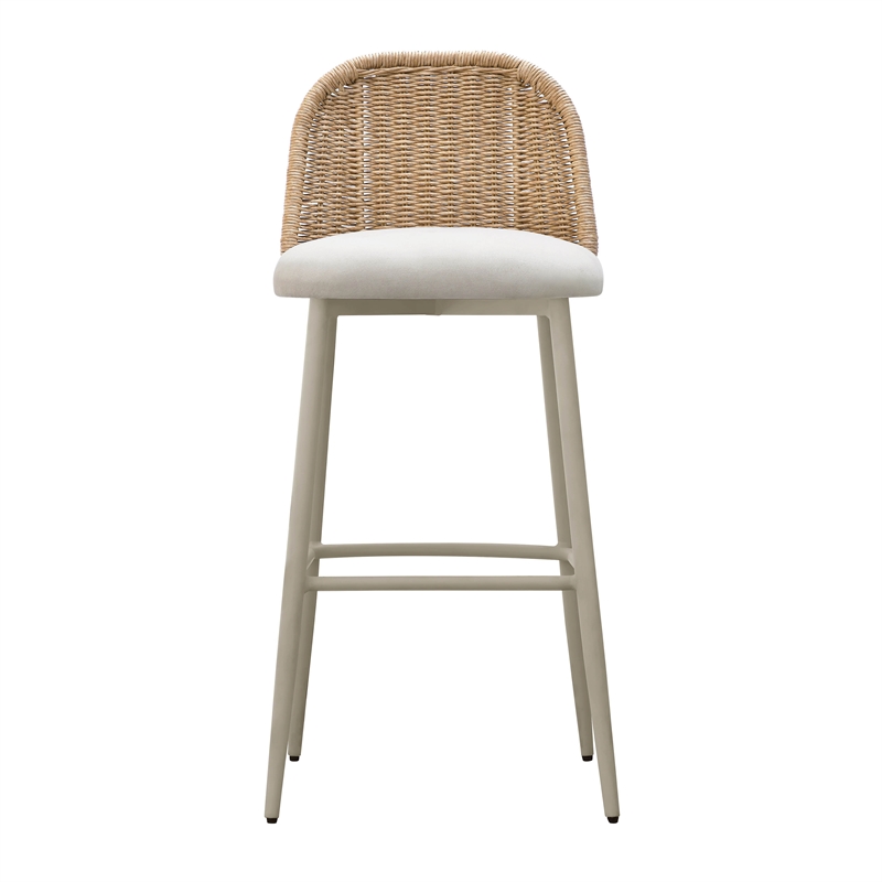 Pemberly Row Handmade Modern / Contemporary Cream Outdoor Barstool