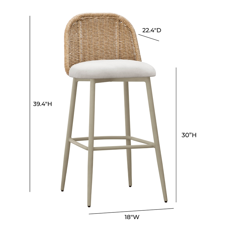 Pemberly Row Handmade Modern / Contemporary Cream Outdoor Barstool