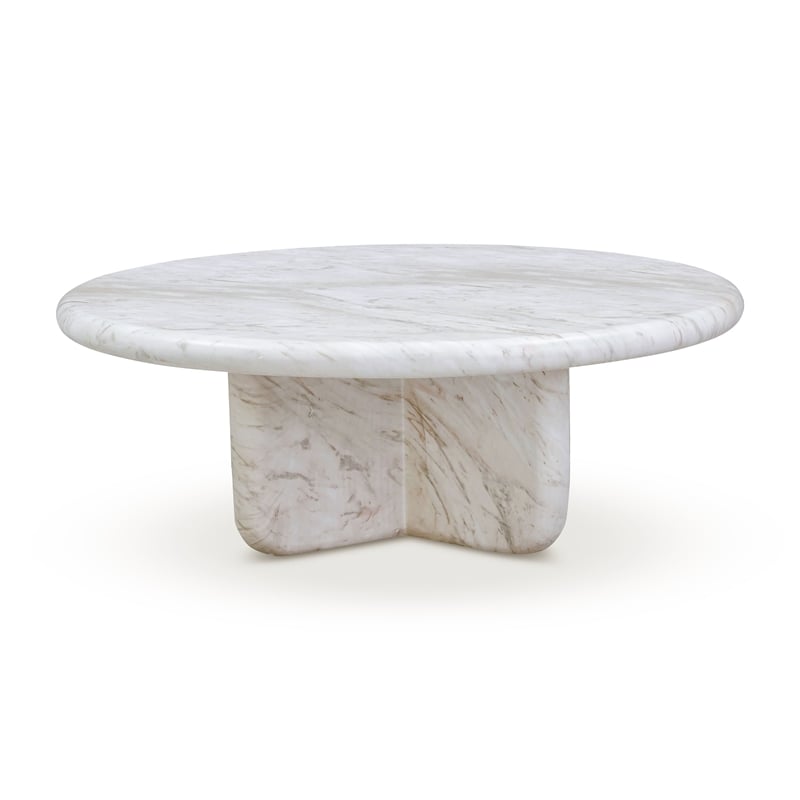 Pemberly Row Marble Indoor/Outdoor 32 inch Round Short Coffee Table
