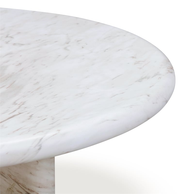 Pemberly Row Marble Indoor/Outdoor 32 inch Round Short Coffee Table