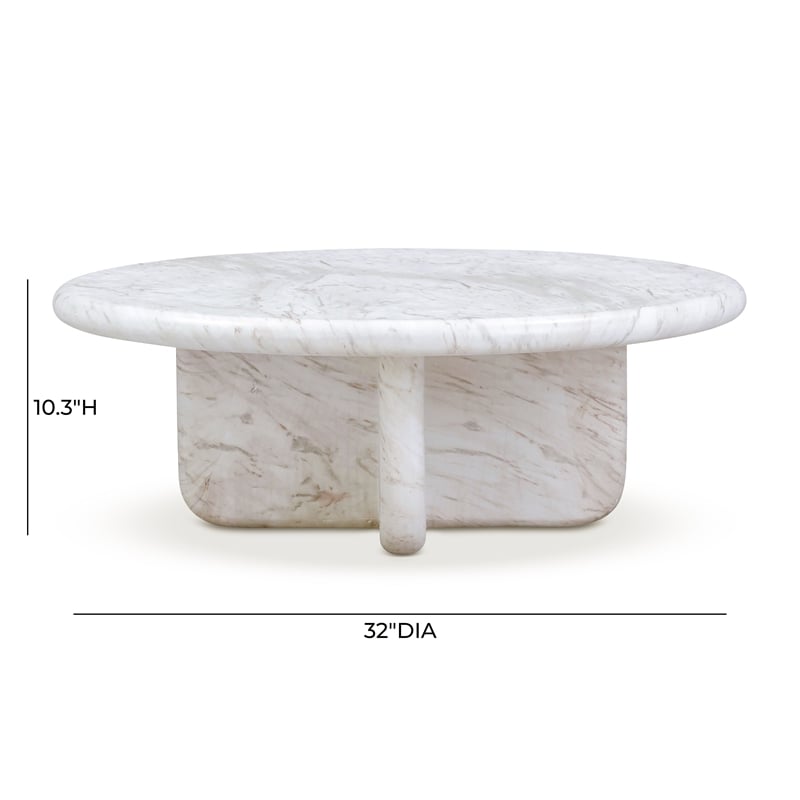Pemberly Row Marble Indoor/Outdoor 32 inch Round Short Coffee Table