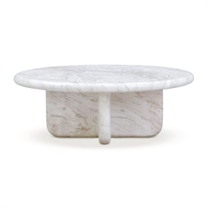 Pemberly Row Marble Indoor/Outdoor 32 inch Round Short Coffee Table