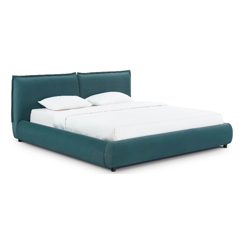 Pemberly Row Contemporary Teal Faux Mohair Upholstered King Bed