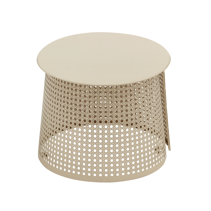 Pemberly Row Handmade Transitional Eggnog Cream Iron Coffee Table