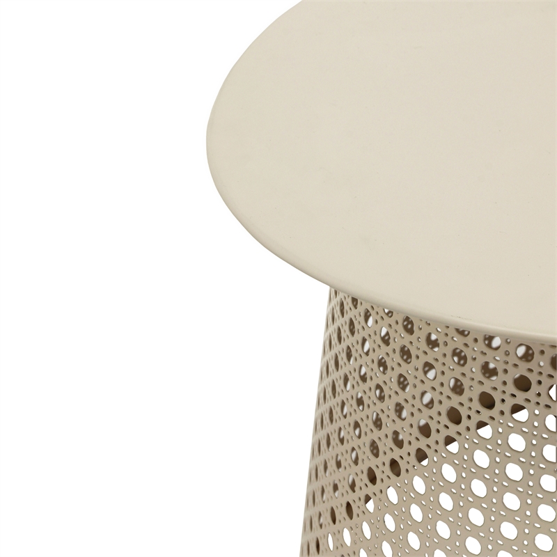 Pemberly Row Handmade Transitional Eggnog Cream Iron Coffee Table