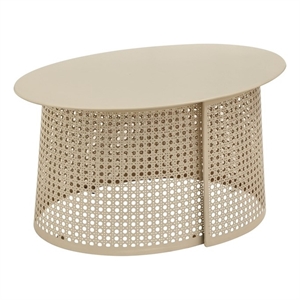 Pemberly Row Handmade Transitional Eggnog Cream Iron Coffee Table