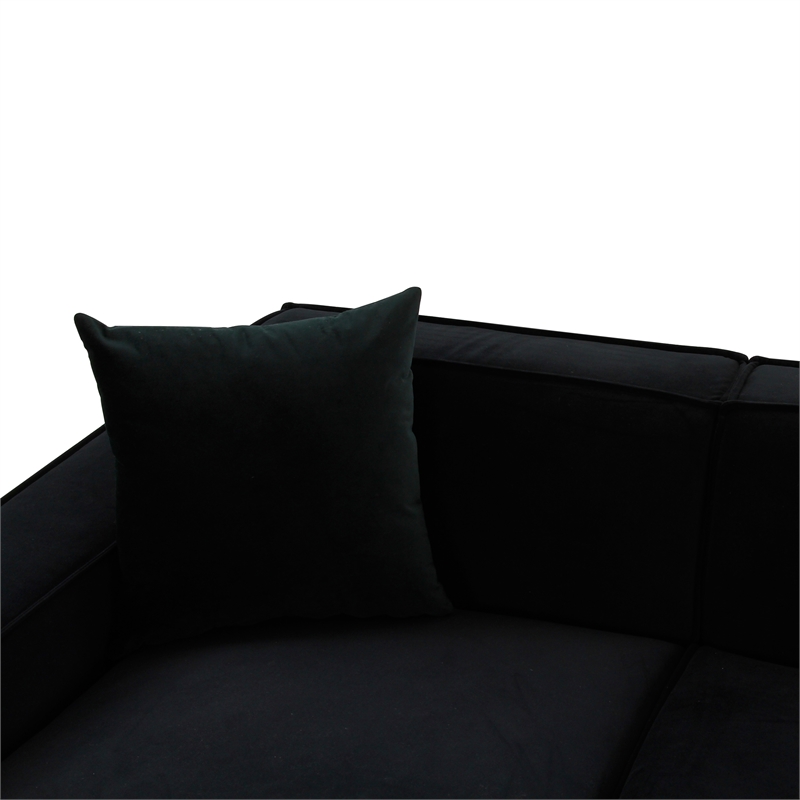 Pemberly Row Transitional Black Velvet Upholstered Sectional - LAF