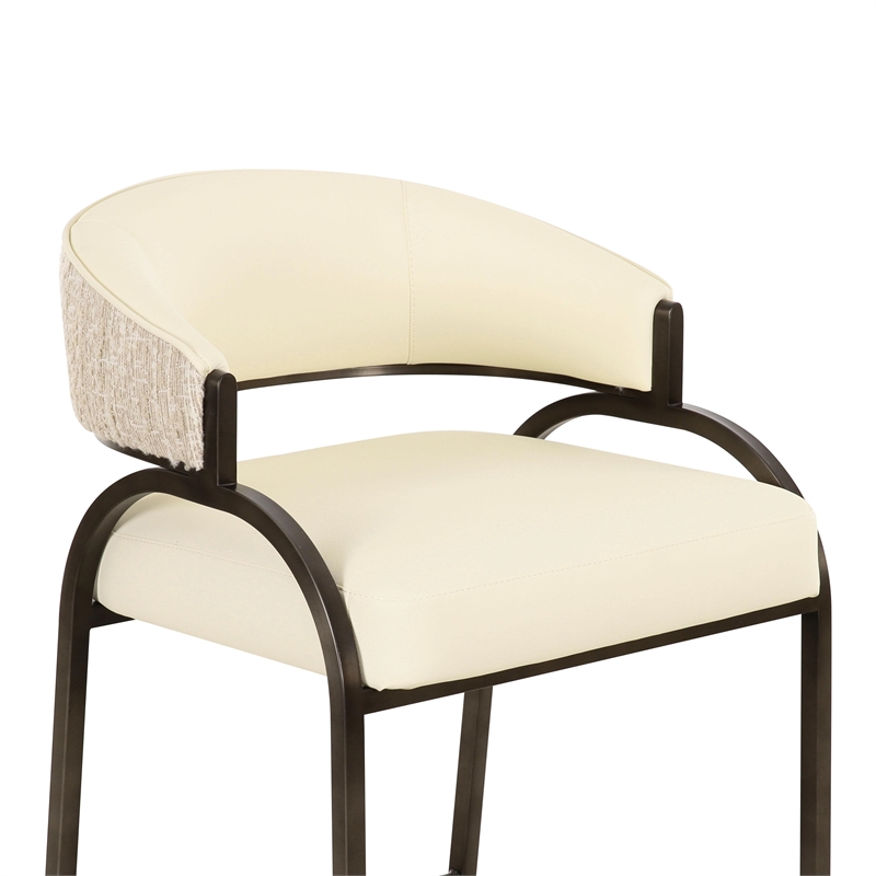 Pemberly Row Contemporary Cream Vegan Leather 2-Tone Counter Stool