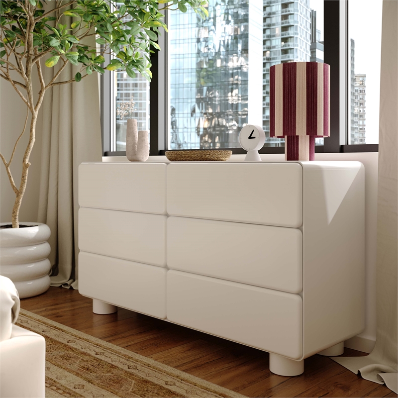 Pemberly Row Modern / Contemporary White Finish 6-Drawer Dresser