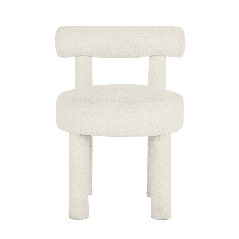 Pemberly Row Handmade Transitional Cream Boucle Dining Chair