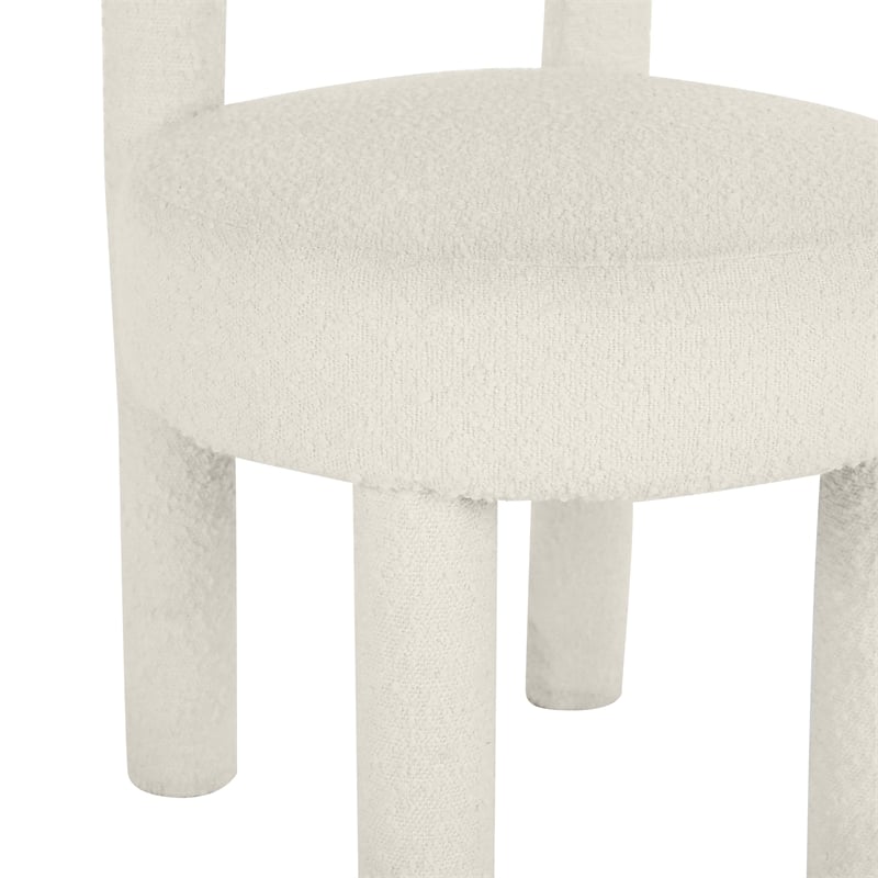 Pemberly Row Handmade Transitional Cream Boucle Dining Chair