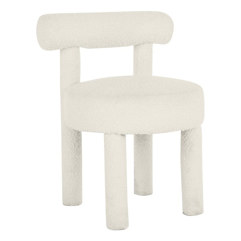Pemberly Row Handmade Transitional Cream Boucle Dining Chair