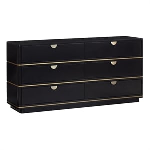 Pemberly Row Handmade Transitional Black Finish 6 Drawer Dresser