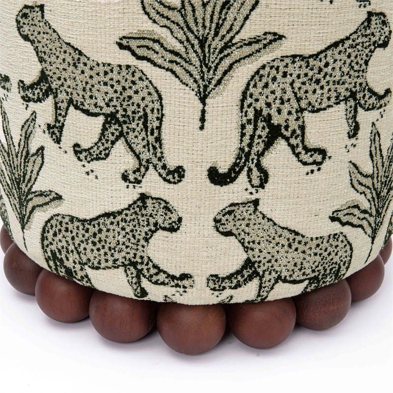 Pemberly Row Taupe Leopard Jacquard Ottoman - 15.7