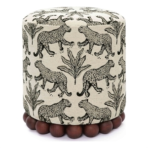 Pemberly Row Taupe Leopard Jacquard Ottoman - 15.7&quotW x 15.7&quotD x 18.3&quotH