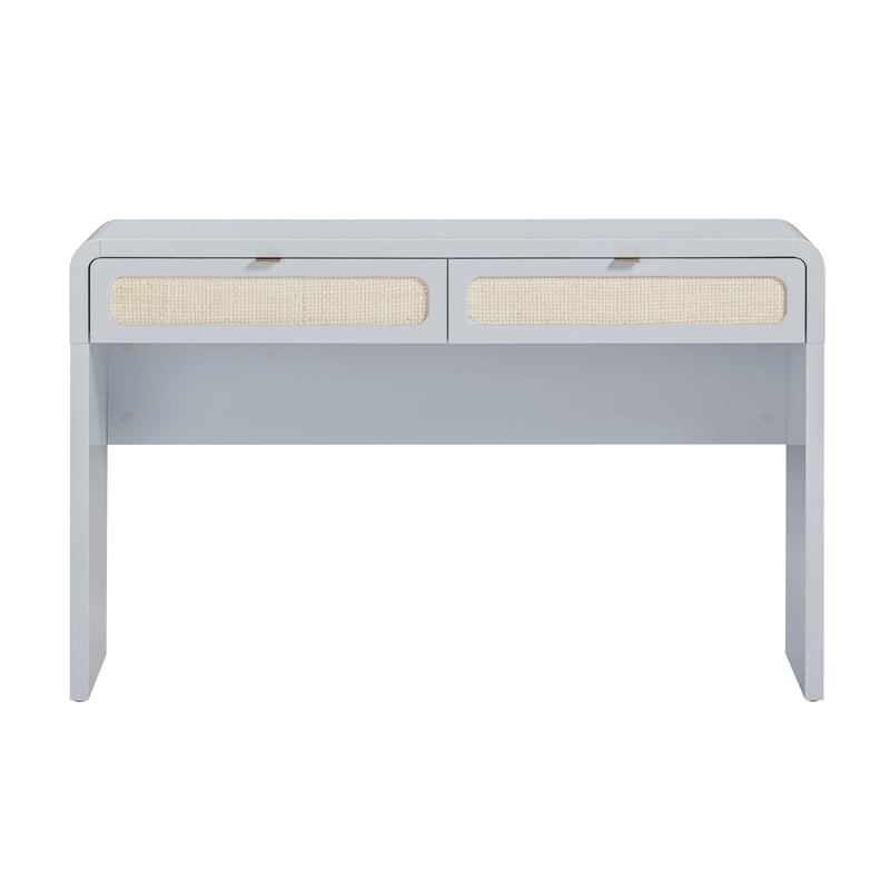 Pemberly Row Contemporary Pastel Blue Rattan Console Desk - 48