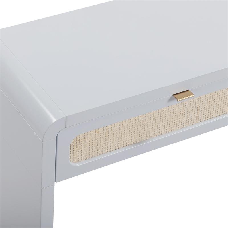 Pemberly Row Contemporary Pastel Blue Rattan Console Desk - 48