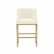 Pemberly Row Transitional Cream Pleated Velvet Counter Stool