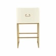 Pemberly Row Transitional Cream Pleated Velvet Counter Stool