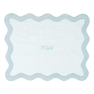 Pemberly Row Contemporary Sea Blue Wavy Fabric Challah Cover