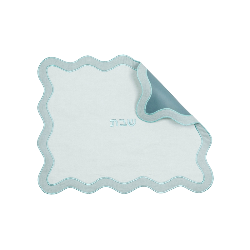 Pemberly Row Contemporary Sea Blue Wavy Fabric Challah Cover