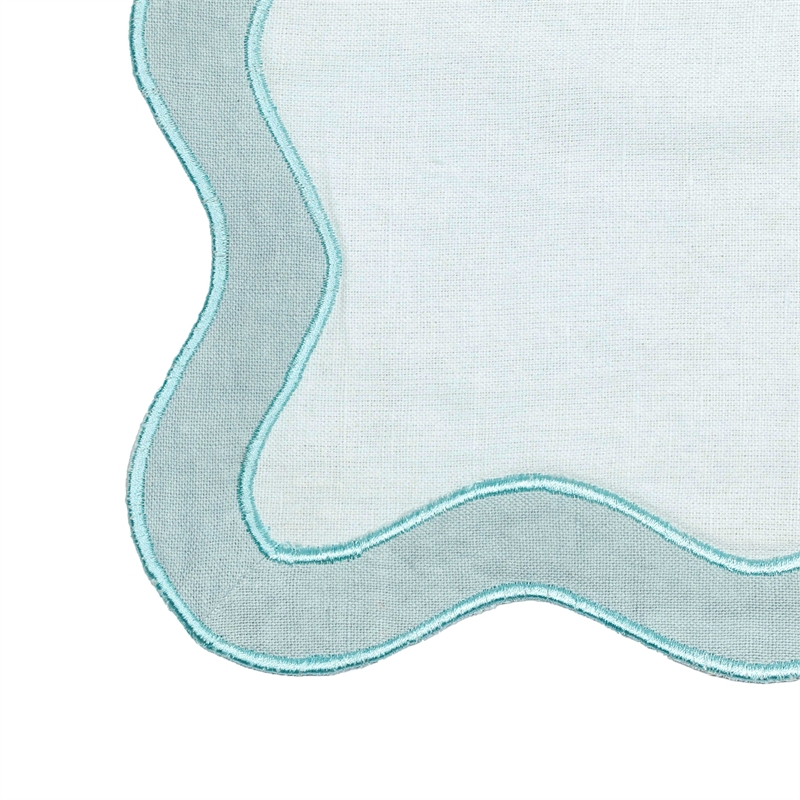 Pemberly Row Contemporary Sea Blue Wavy Fabric Challah Cover