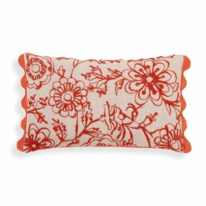Pemberly Row Orange Embroidered Cotton Flex 20&quot x 12&quot Accent Cushion