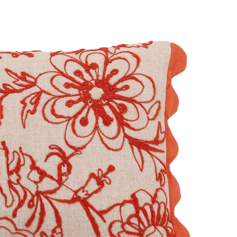 Pemberly Row Orange Embroidered Cotton Flex 20