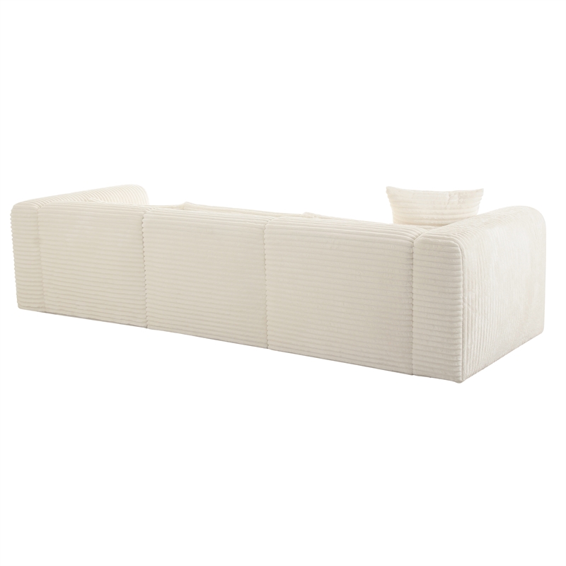 Pemberly Row Fluffy Oversized Fabric Modular Right-Arm Facing Sectional in Cream