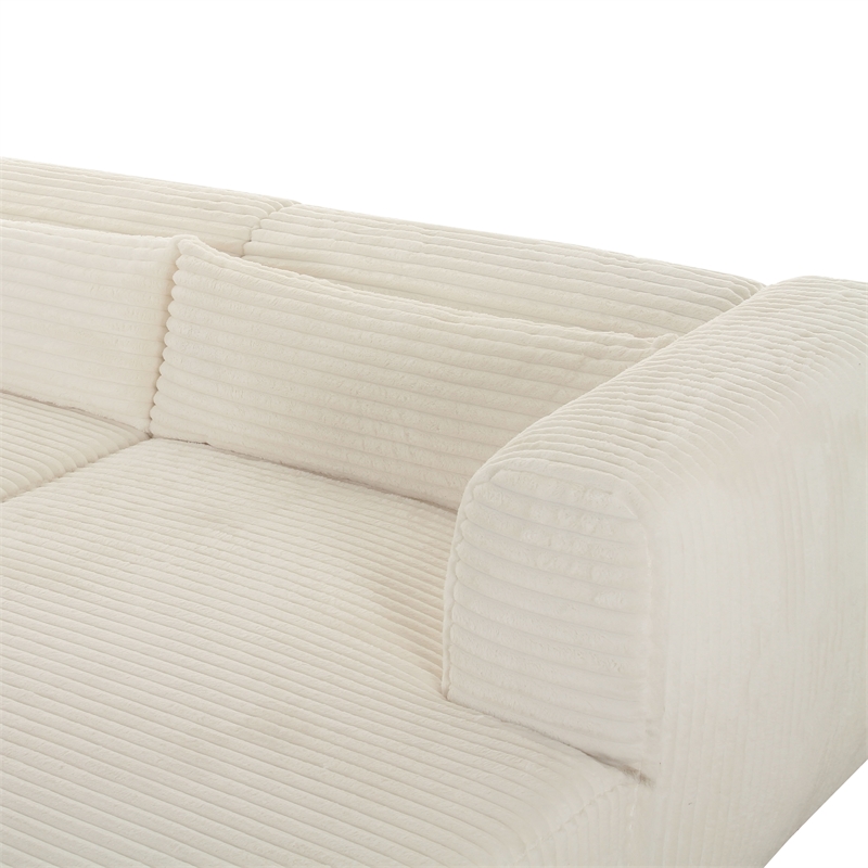 Pemberly Row Fluffy Oversized Fabric Modular Right-Arm Facing Sectional in Cream