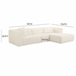 Pemberly Row Fluffy Oversized Fabric Modular Right-Arm Facing Sectional in Cream