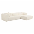 Pemberly Row Fluffy Oversized Fabric Modular Right-Arm Facing Sectional in Cream