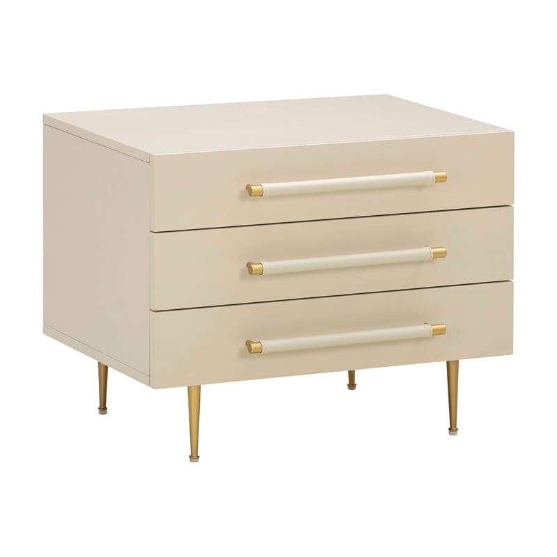 Pemberly Row Contemporary Taupe 3-Drawer Nightstand - 28