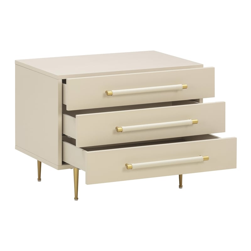 Pemberly Row Contemporary Taupe 3-Drawer Nightstand - 28